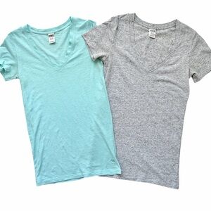 2 Pcs PINK by Victoria’s Secret Short Sleeve Essentials V-Neck Tee / Sleep Shirt